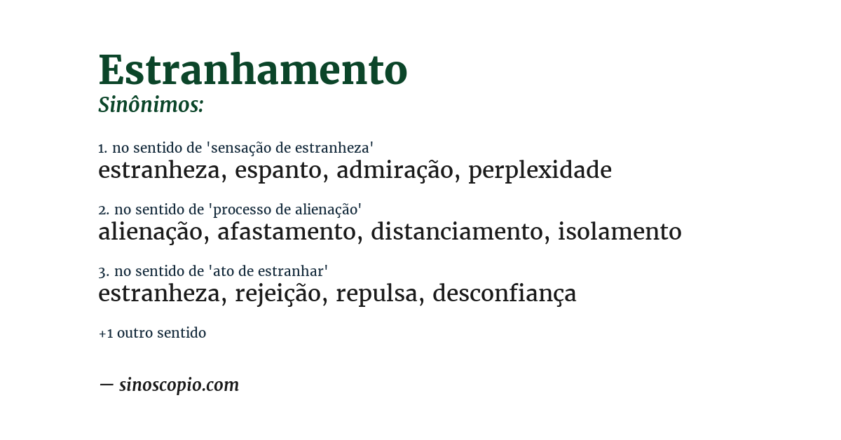 Sinônimo de estranhamento