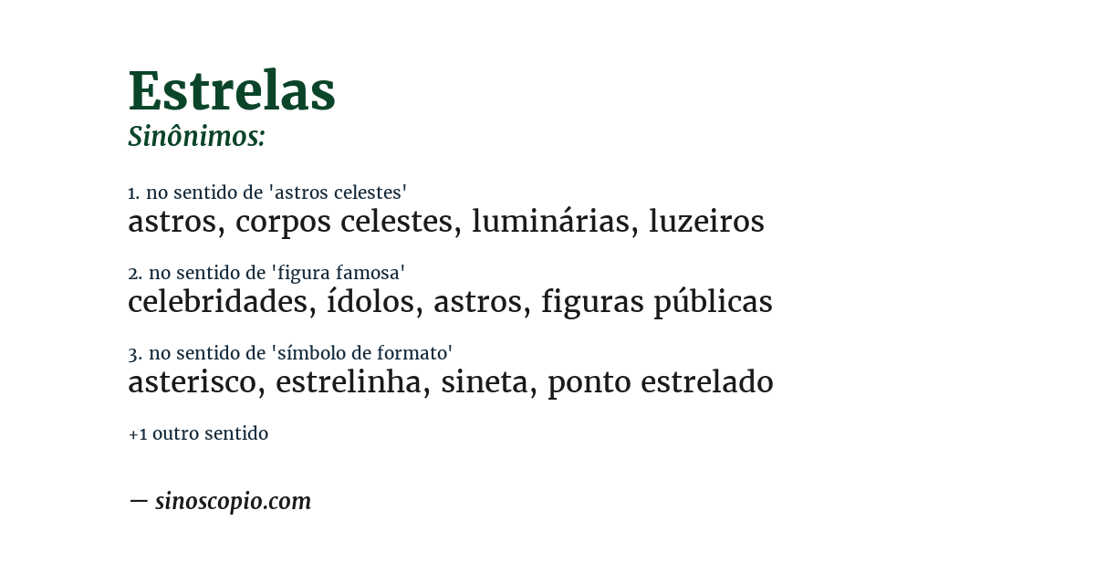 Sinônimo de estrelas