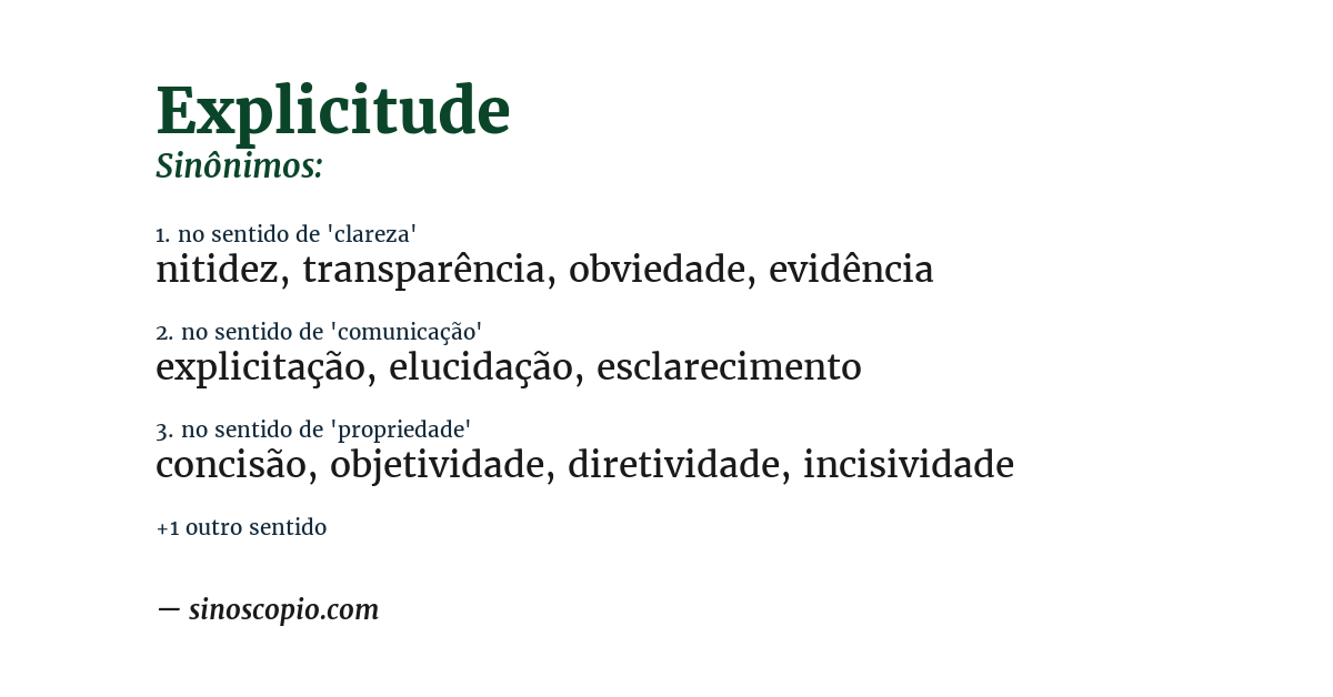 Sinônimo de explicitude