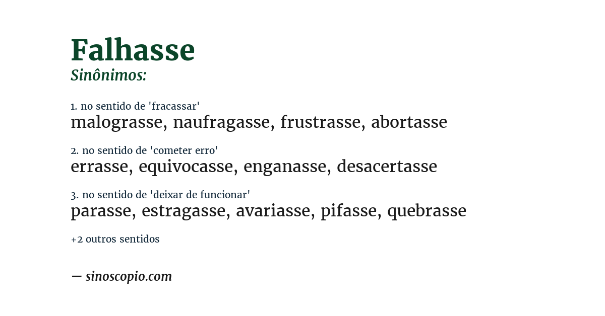 Sinônimo de falhasse