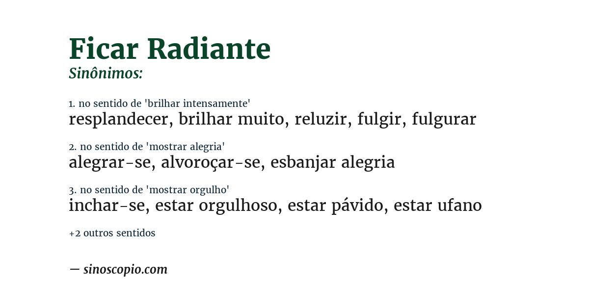 Sinônimo de ficar radiante