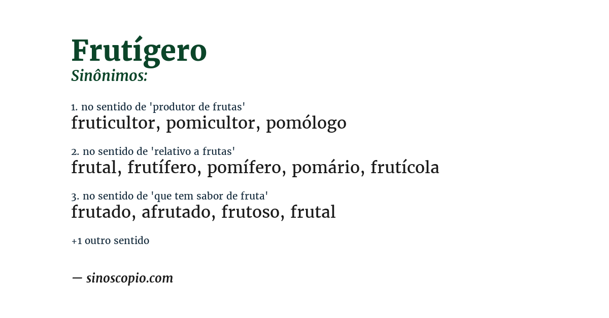 Sinônimo de frutígero