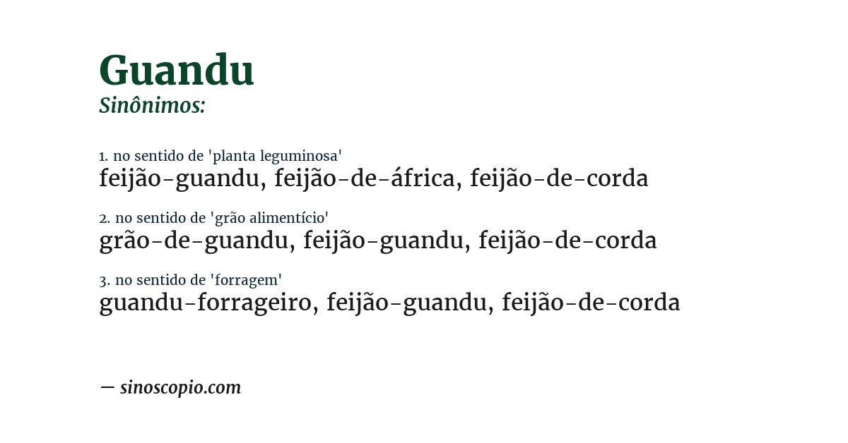 Sinônimo de guandu