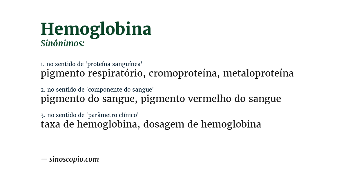 Sinônimo de hemoglobina
