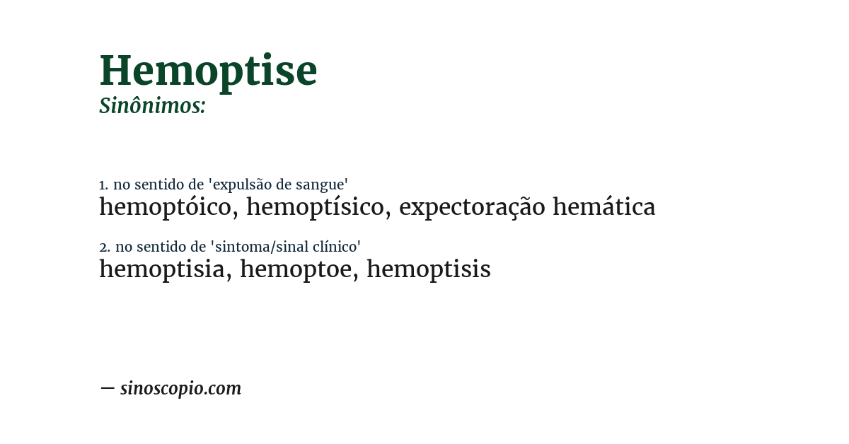 Sinônimo de hemoptise