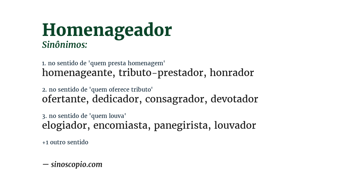 Sinônimo de homenageador