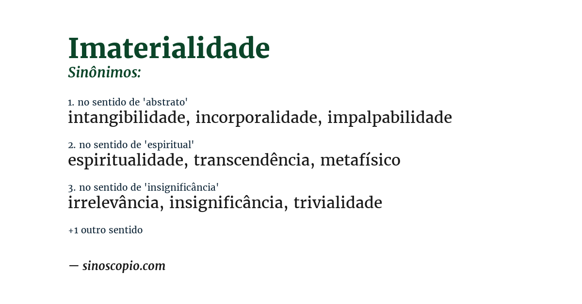 Sinônimo de imaterialidade