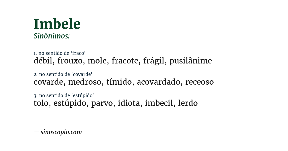 Sinônimo de imbele