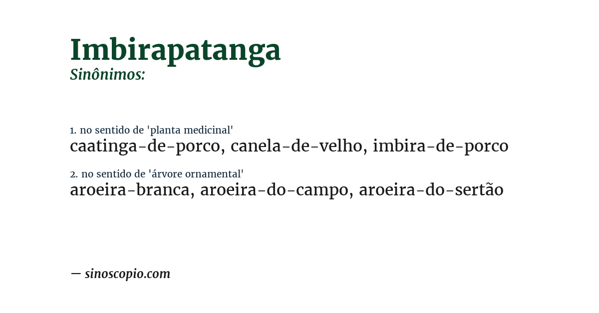 Sinônimo de imbirapatanga