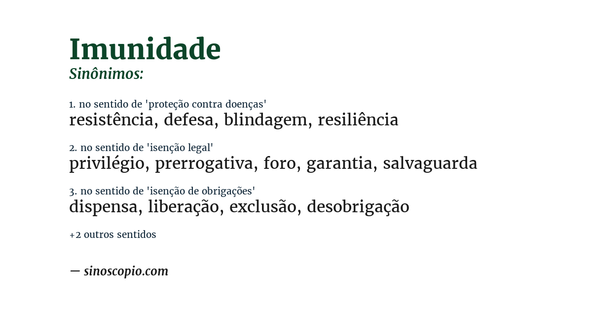 Sinônimo de imunidade