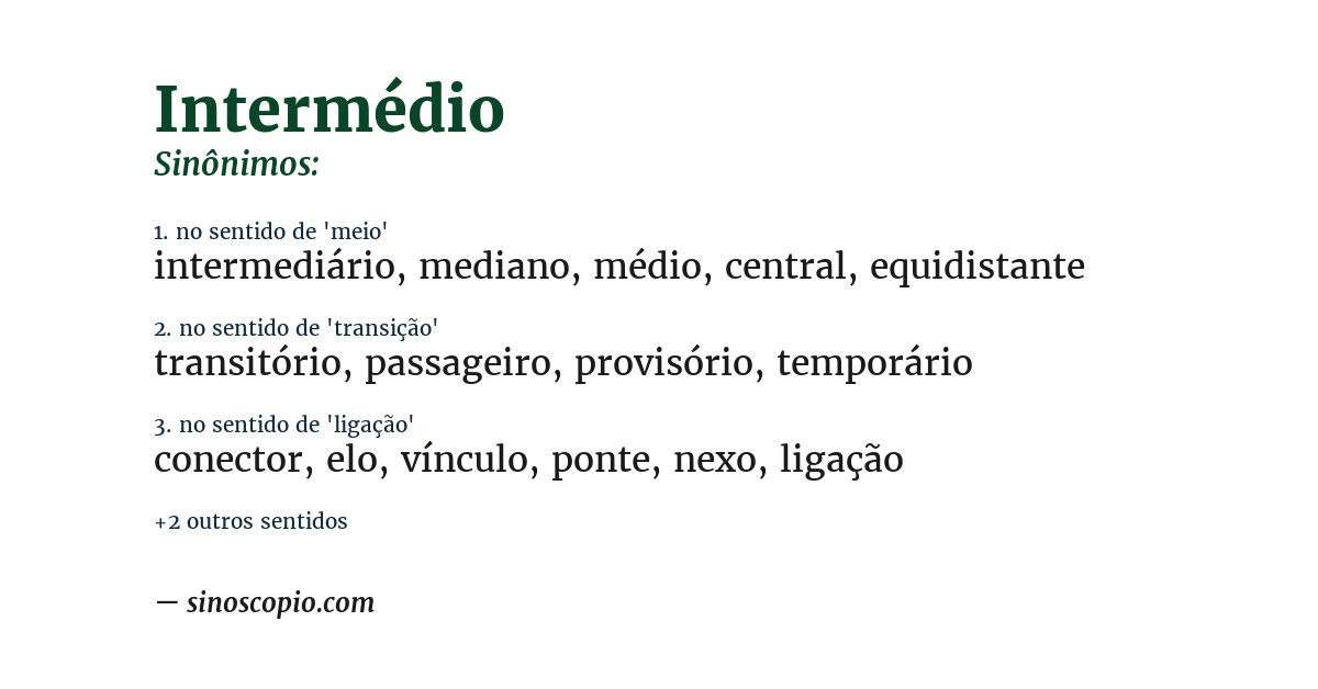 Sinônimo de intermédio