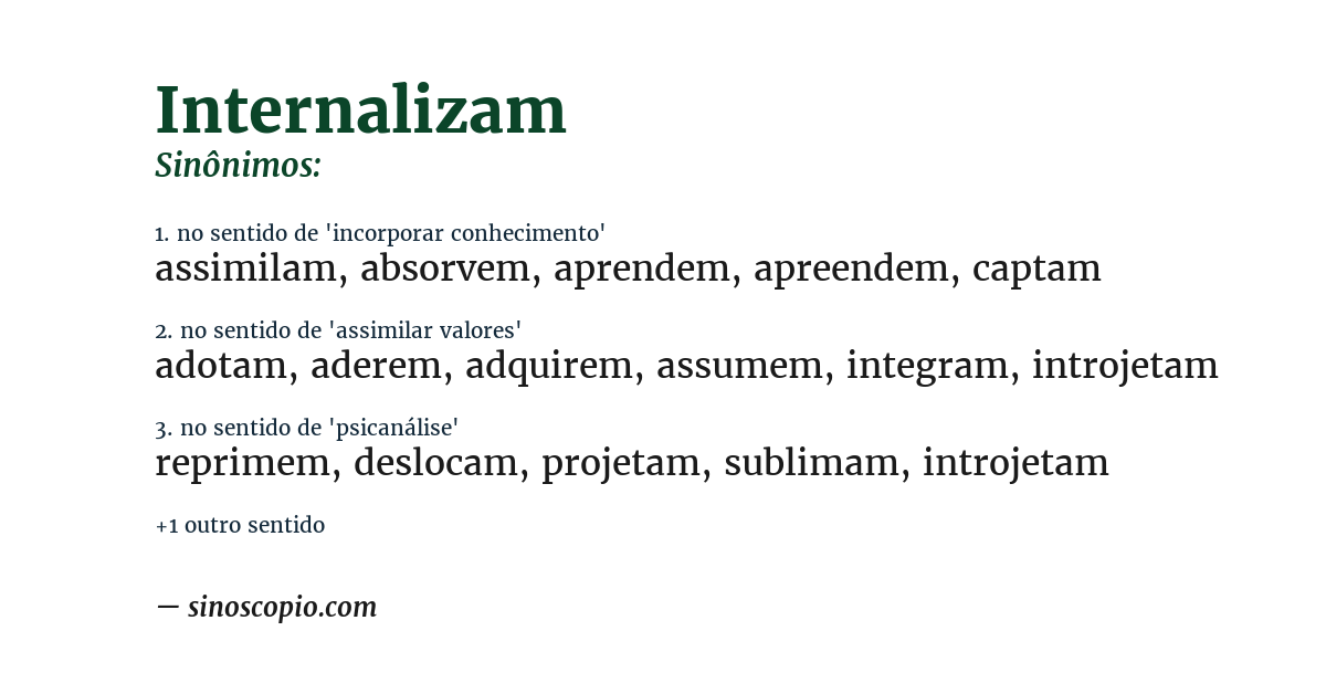 Sinônimo de internalizam
