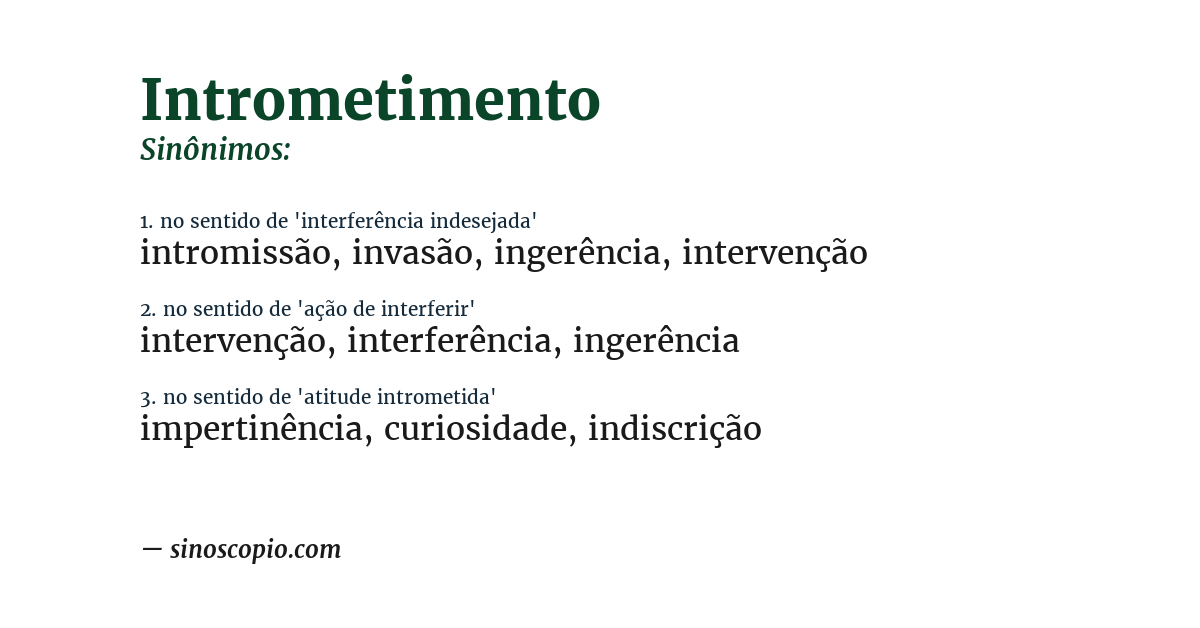 Sinônimo de intrometimento