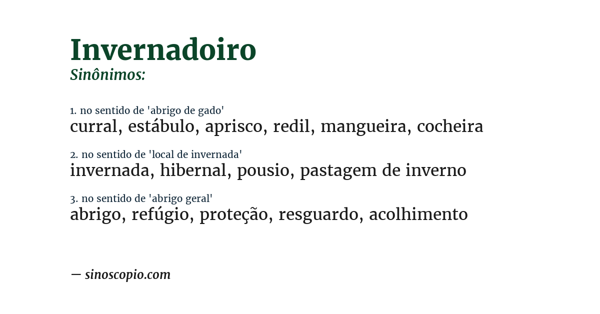 Sinônimo de invernadoiro