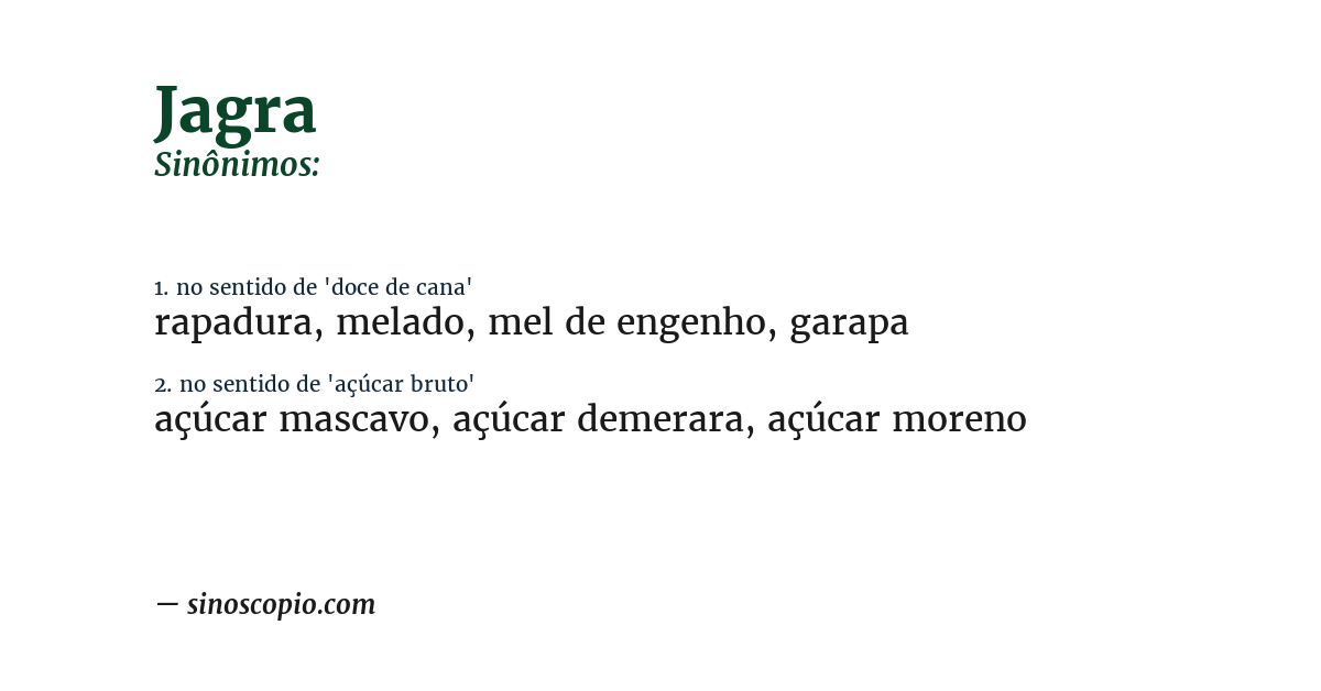 Sinônimo de jagra