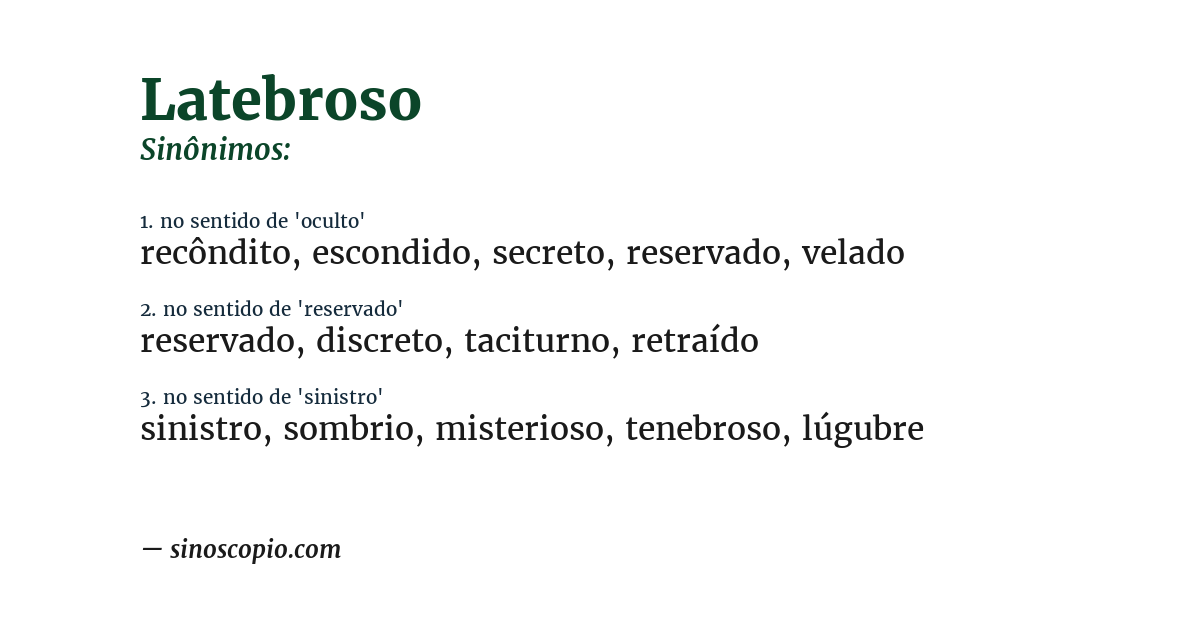 Sinônimo de latebroso