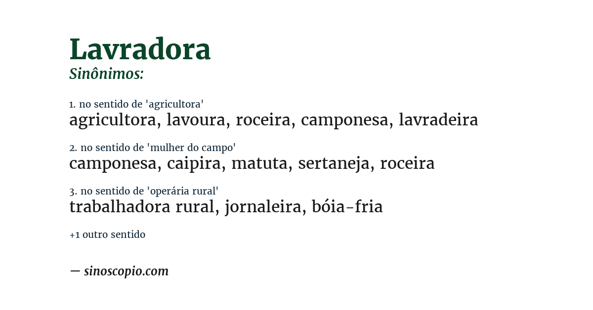 Sinônimo de lavradora