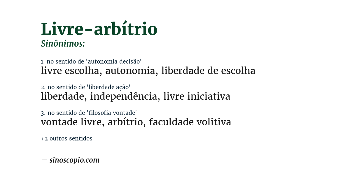 Sinônimo de livre-arbítrio