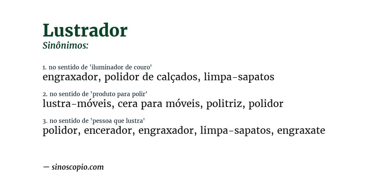 Sinônimo de lustrador