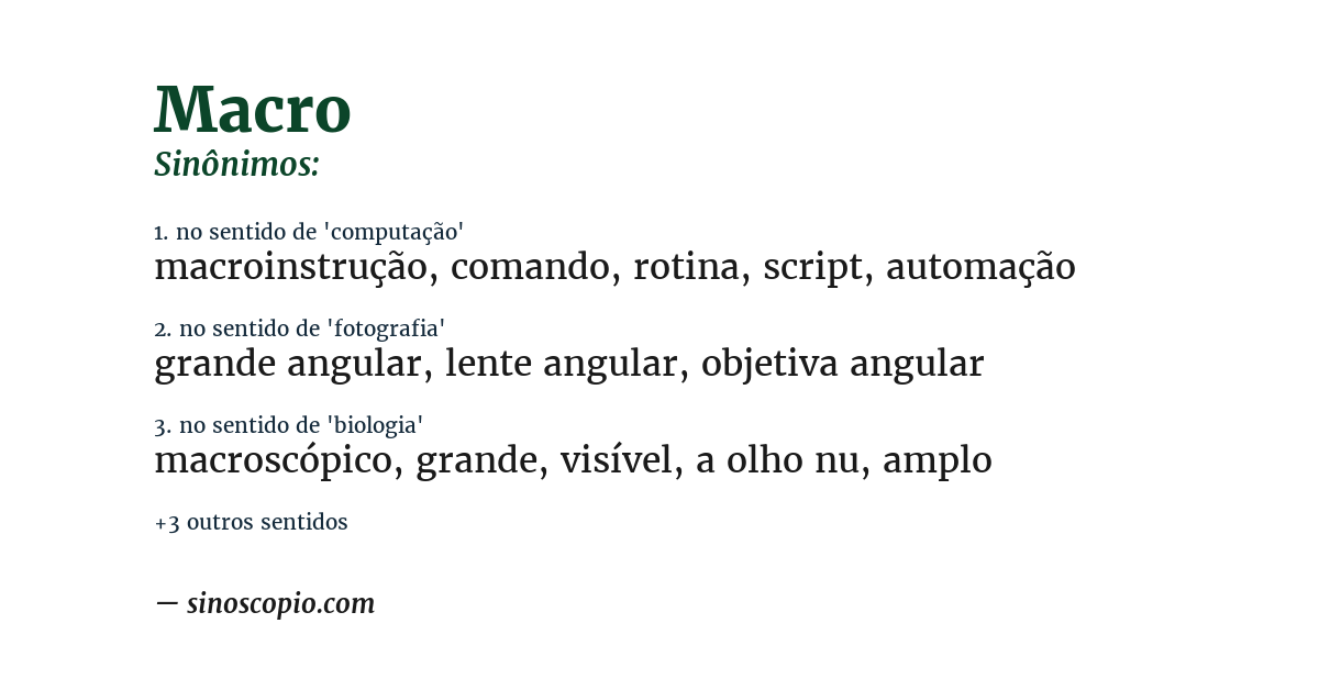 Sinônimo de macro