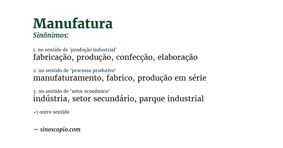 Sinônimo de manufatura
