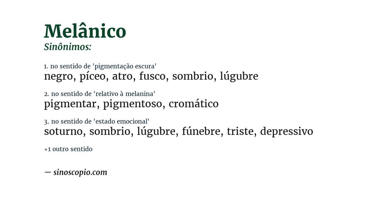 Sinônimo de melânico