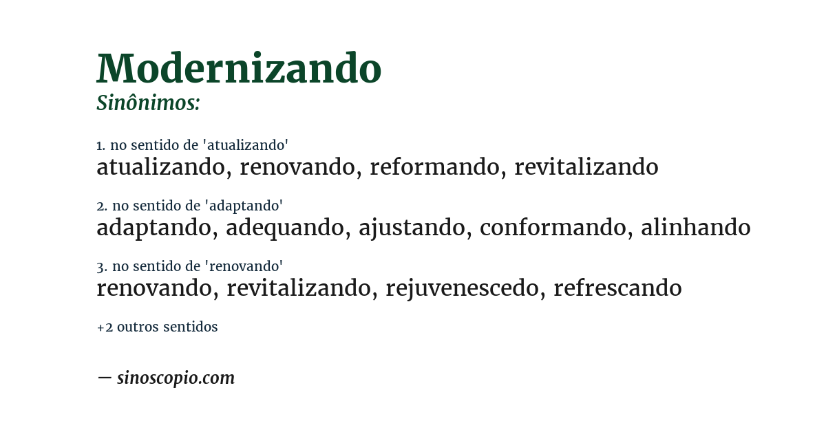 Sinônimo de modernizando