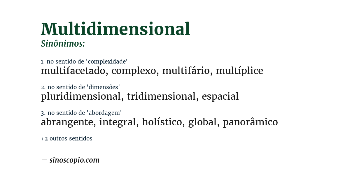 Sinônimo de multidimensional