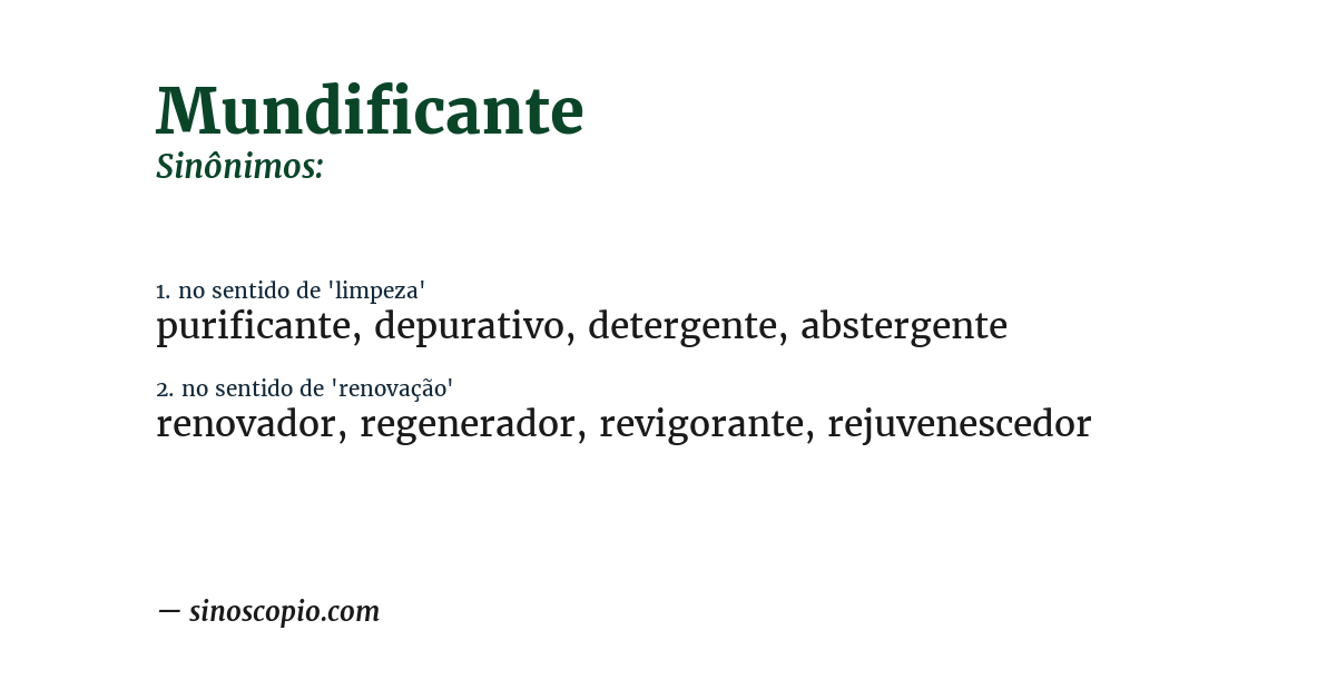 Sinônimo de mundificante