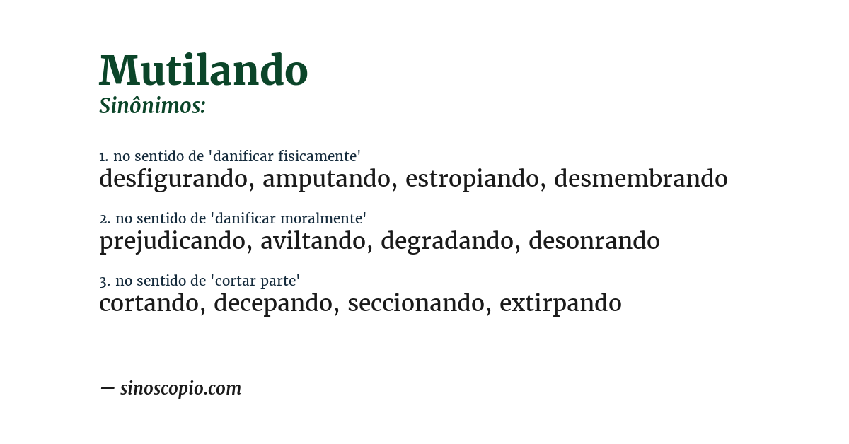 Sinônimo de mutilando