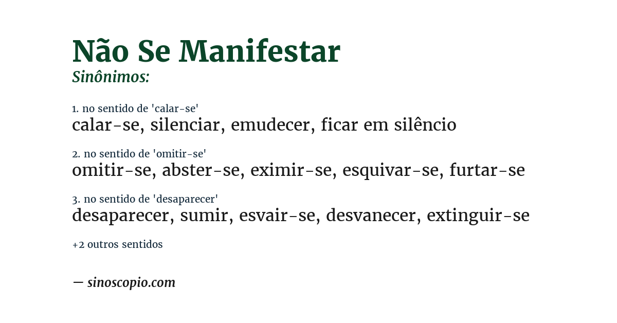 Sinônimo de não se manifestar