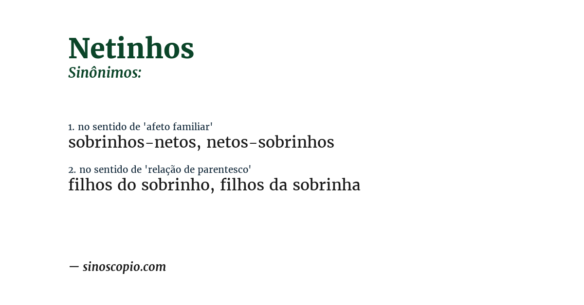 Sinônimo de netinhos