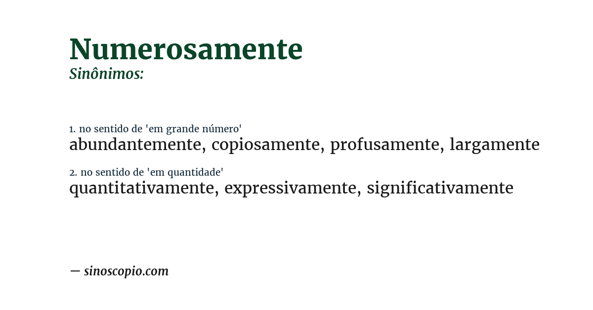 Sinônimo de numerosamente