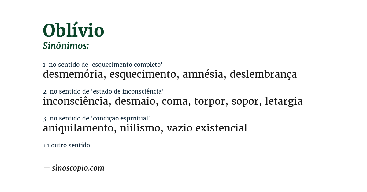 Sinônimo de oblívio
