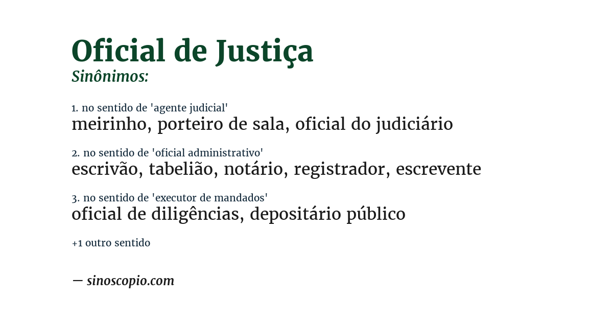 Sinônimo de oficial de justiça