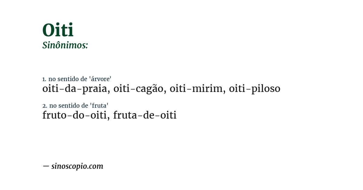 Sinônimo de oiti