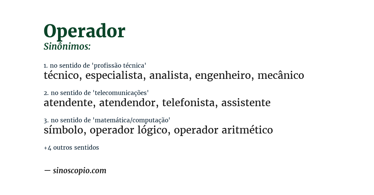 Sinônimo de operador