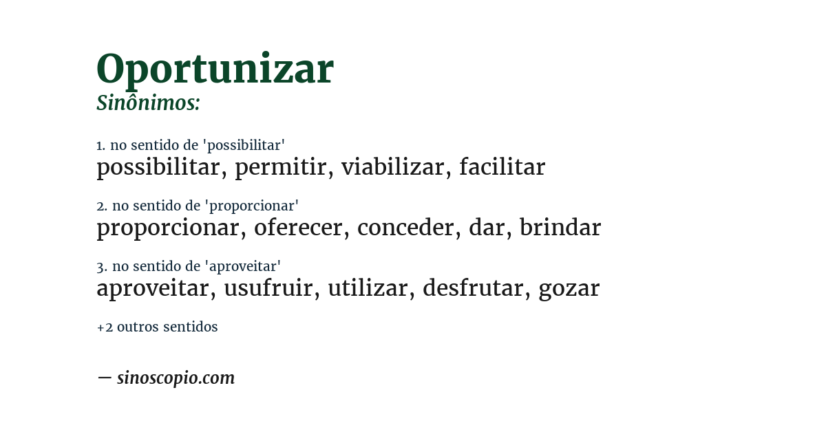 Sinônimo de oportunizar
