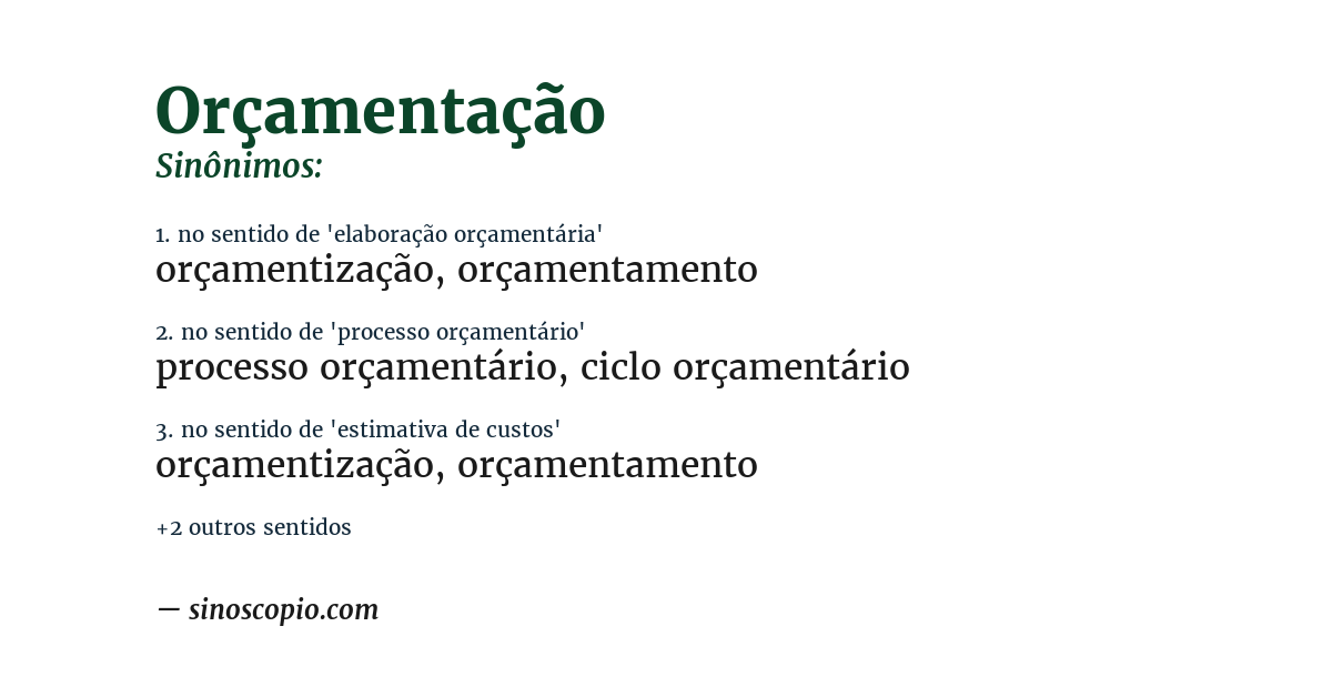 Sinônimo de orçamentação
