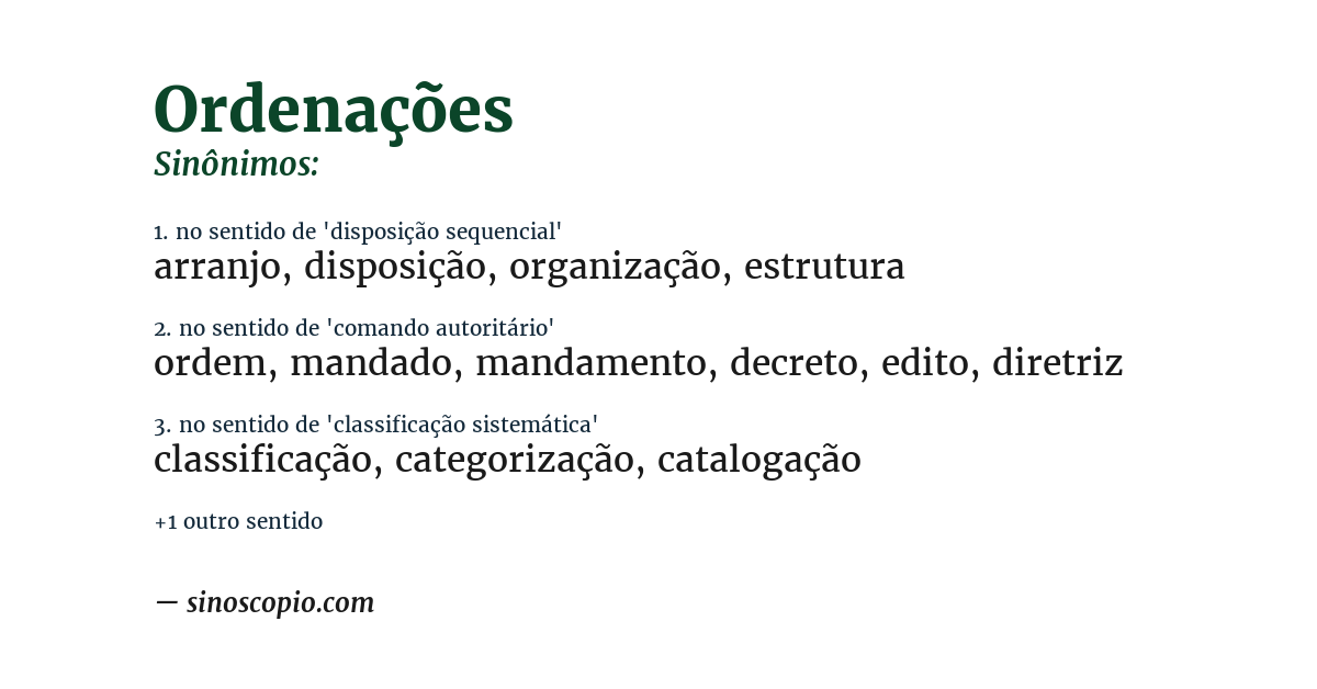 Sinônimo de ordenações