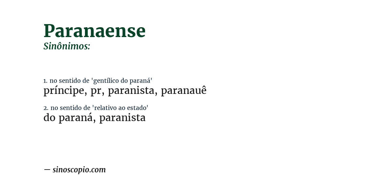 Sinônimo de paranaense