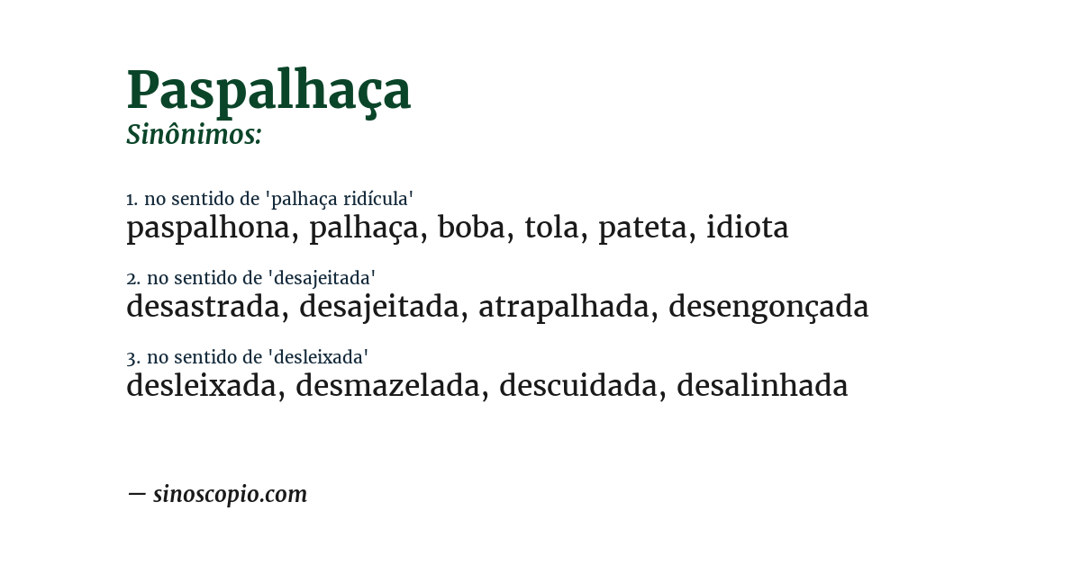 Sinônimo de paspalhaça