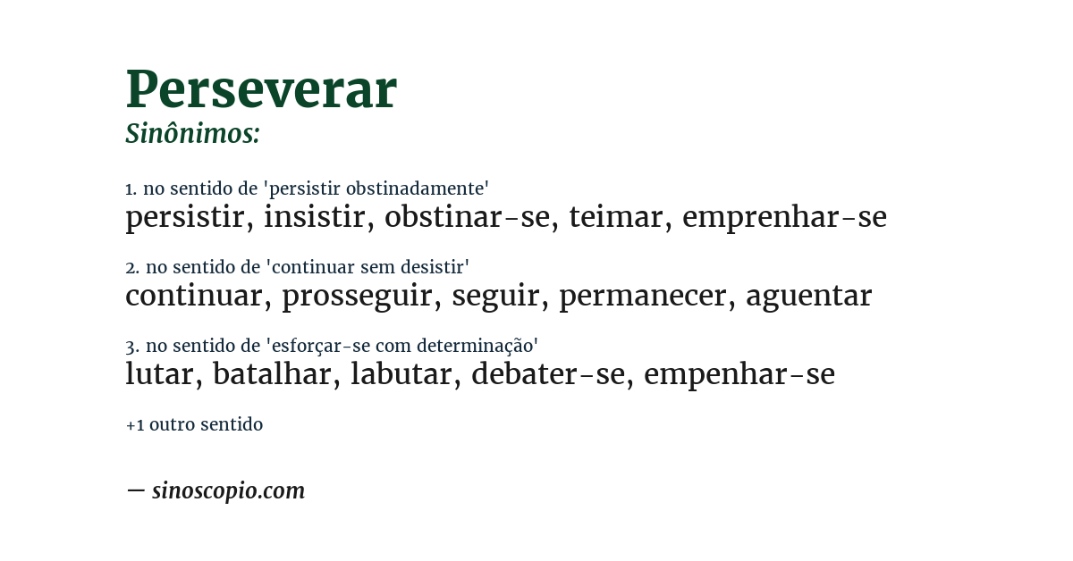 Sinônimo de perseverar