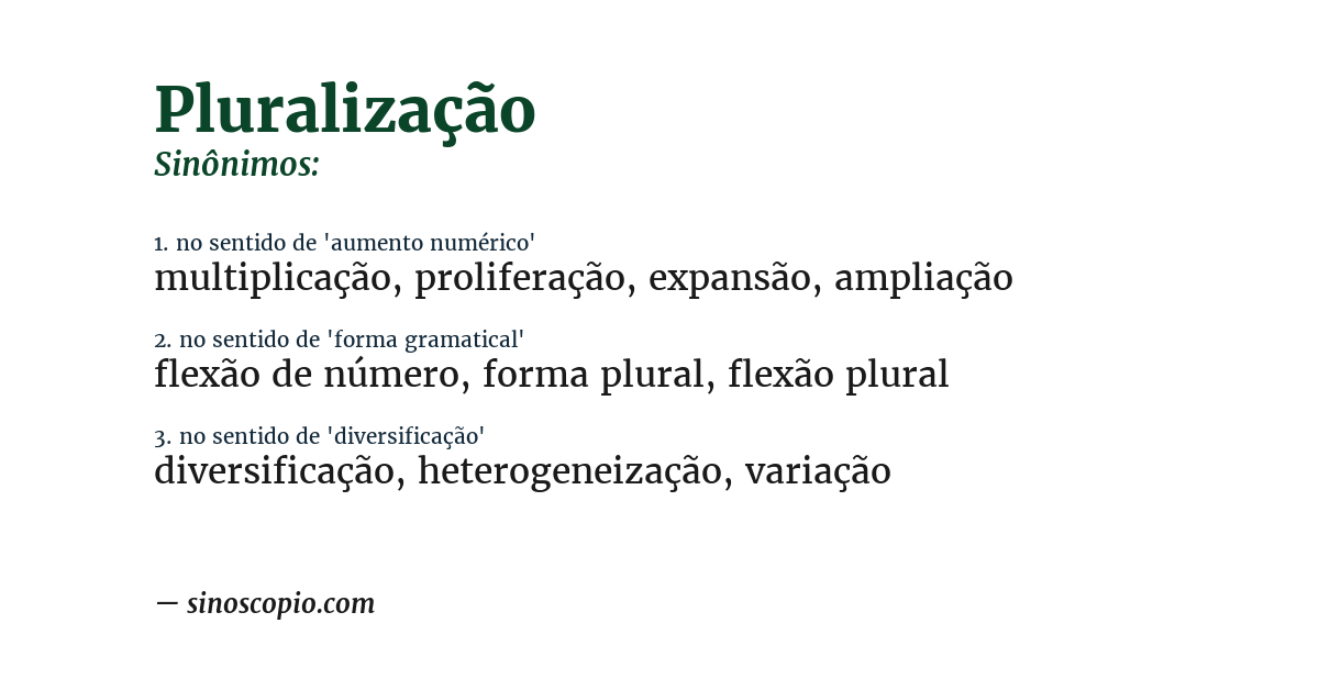 Sinônimo de pluralização