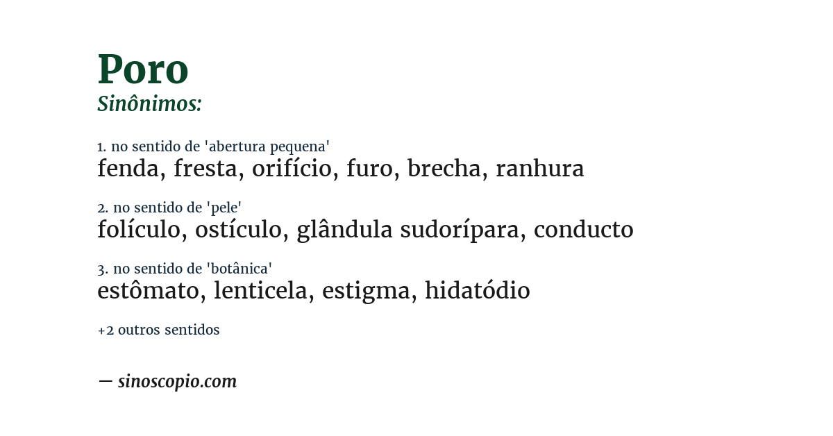 Sinônimo de poro