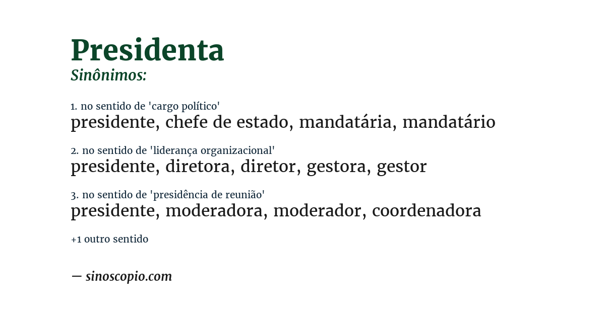 Sinônimo de presidenta