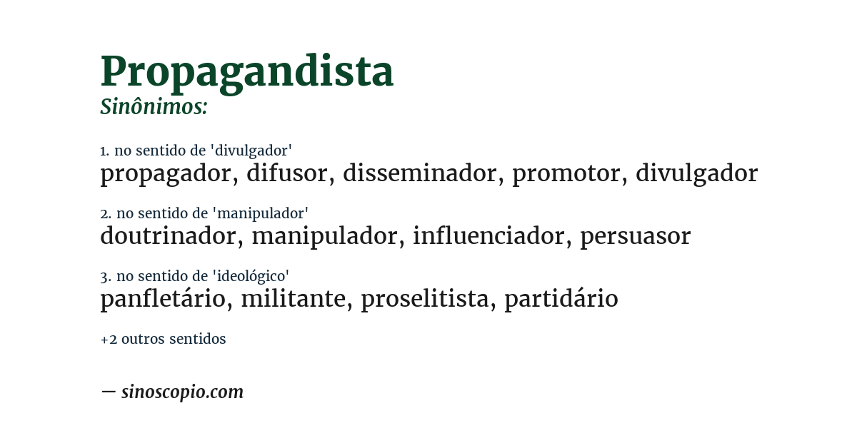 Sinônimo de propagandista