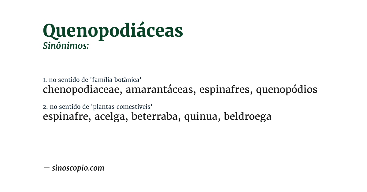 Sinônimo de quenopodiáceas