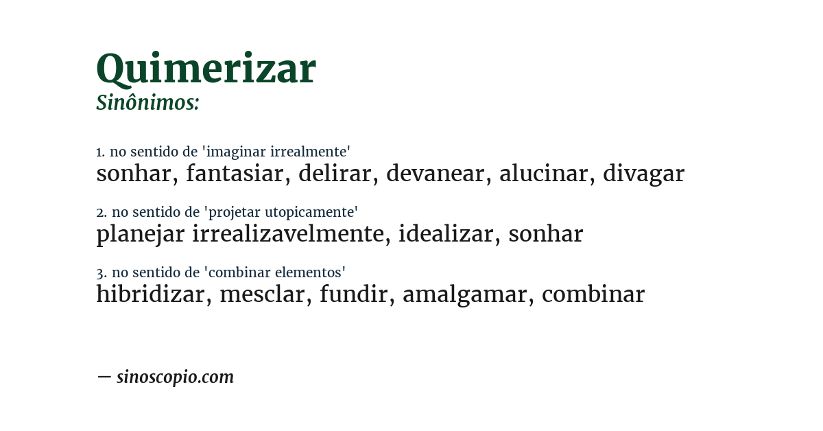 Sinônimo de quimerizar