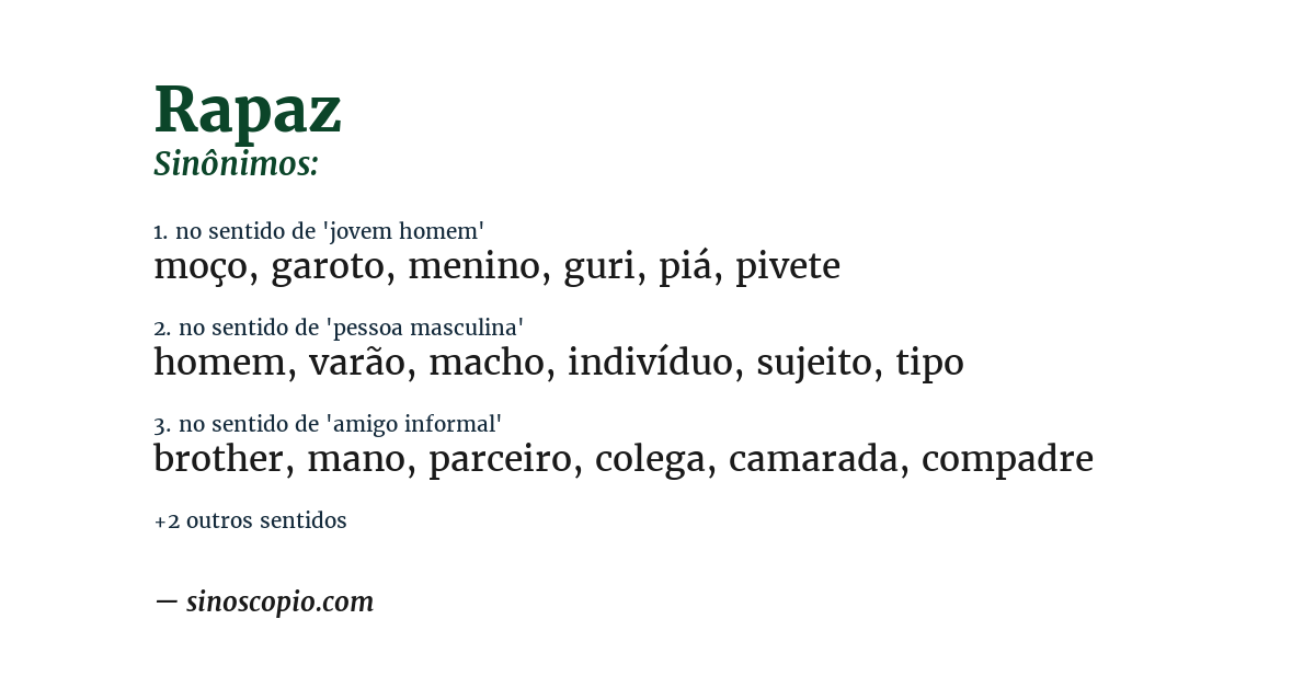 Sinônimo de rapaz